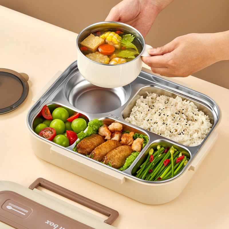 Hộp cơm bằng thép không gỉ 316 Hộp cơm giữ nhiệt 304 Hộp cơm đa lưới di động cho nhân viên văn phòng