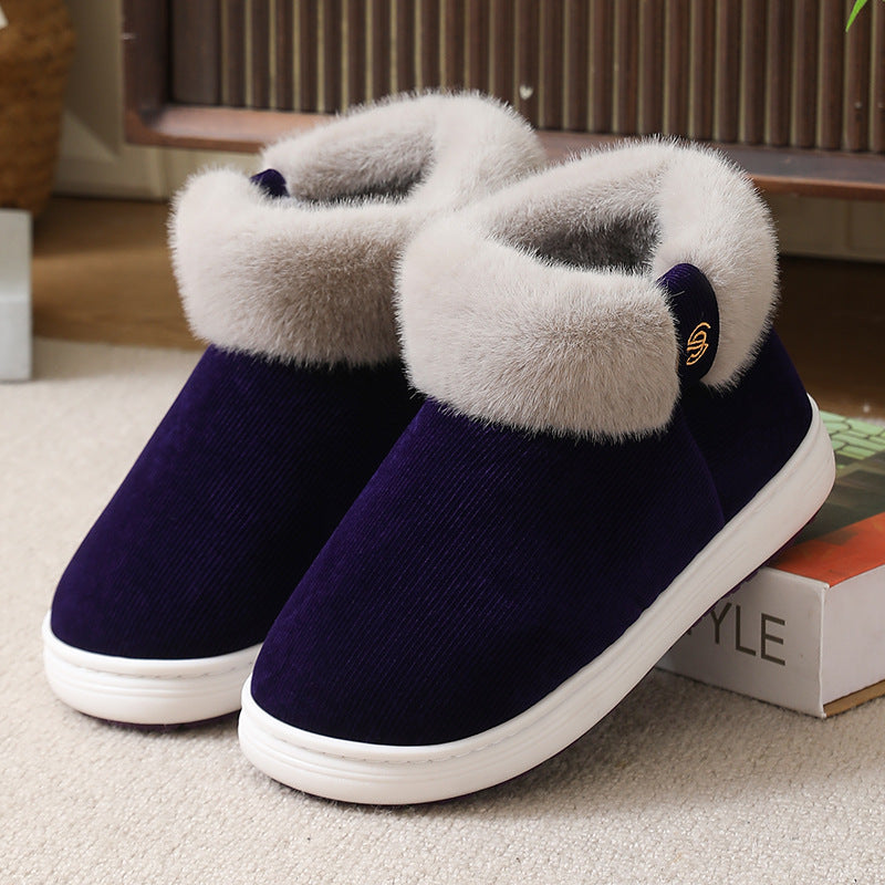 Giày cotton ông già noel mùa đông thêm nhung giữ ấm, dép cotton trung niên và già cũ, phụ