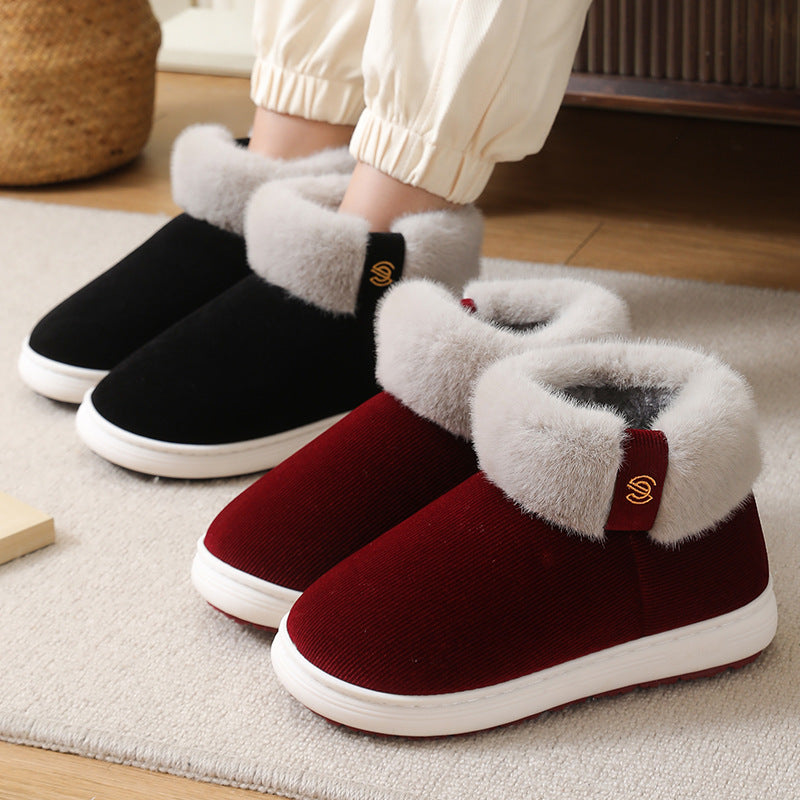 Giày cotton ông già noel mùa đông thêm nhung giữ ấm, dép cotton trung niên và già cũ, phụ