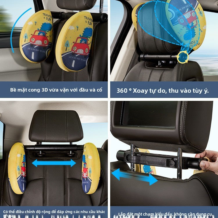 Gối đầu xe  Gối bảo vệ cổ xe phổ thông Gối trẻ em bộ nhớ cotton gối ngủ cổ vật gối đầ