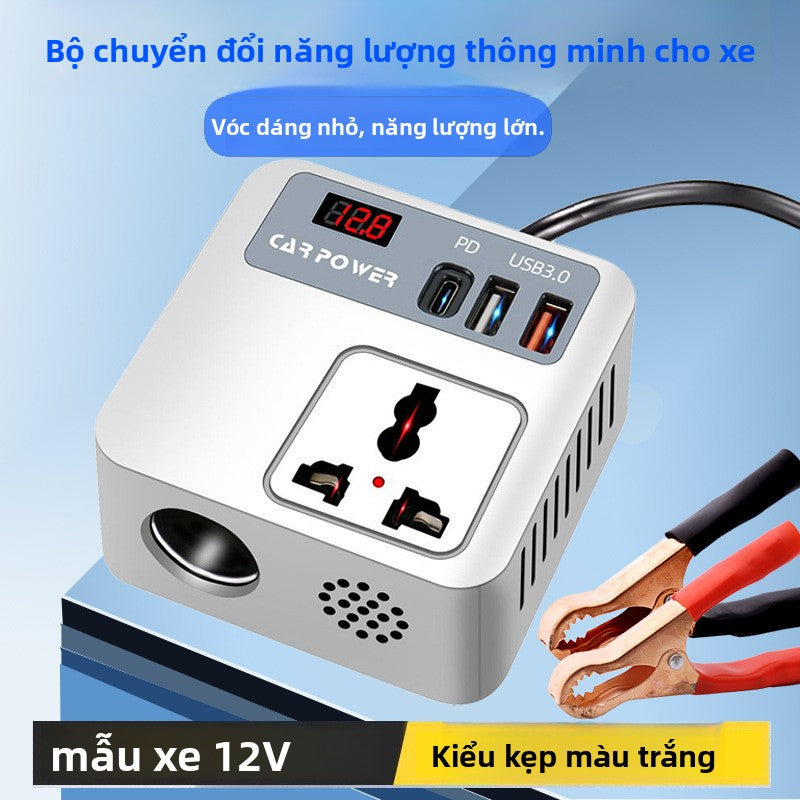 biến tần ô tô Mẫu mới 12V đến 220V xe n Rubik 's Cube pin kẹp điện thoại di động sạc nhanh 24V tiêu chuẩn q