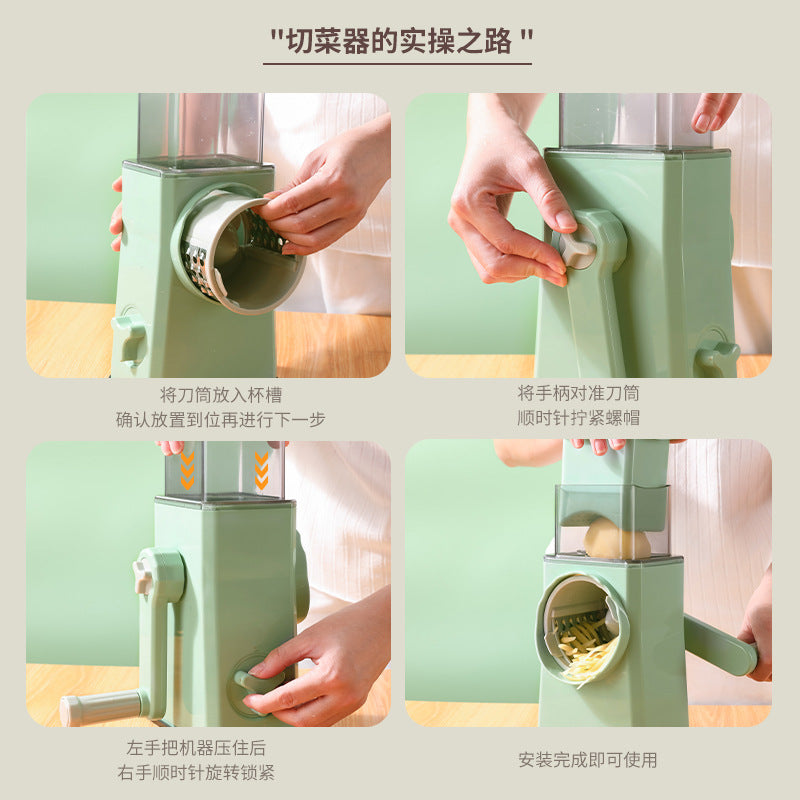 Máy cắt rau  đa chức năng Nhà bếp khoai tây bào cà rốt lắc tay máy cắt lát gia đình con lăn cắt