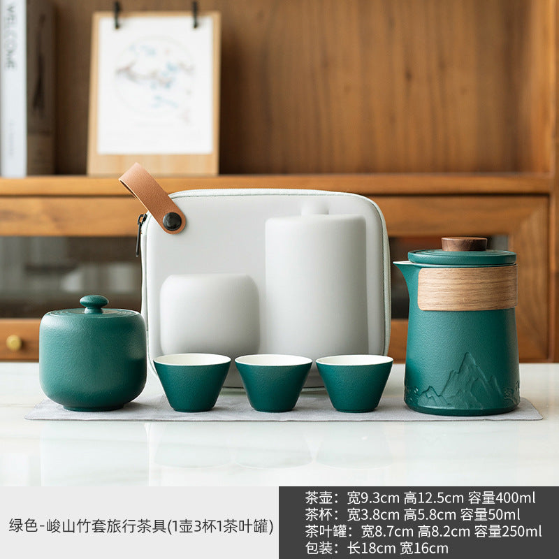 Bộ trà du lịch Ningxuan di động cốc khách hàng nhanh gia đình bình thủy tinh công ty quà tặng bộ trà