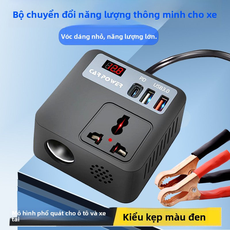 biến tần ô tô Mẫu mới 12V đến 220V xe n Rubik 's Cube pin kẹp điện thoại di động sạc nhanh 24V tiêu chuẩn q