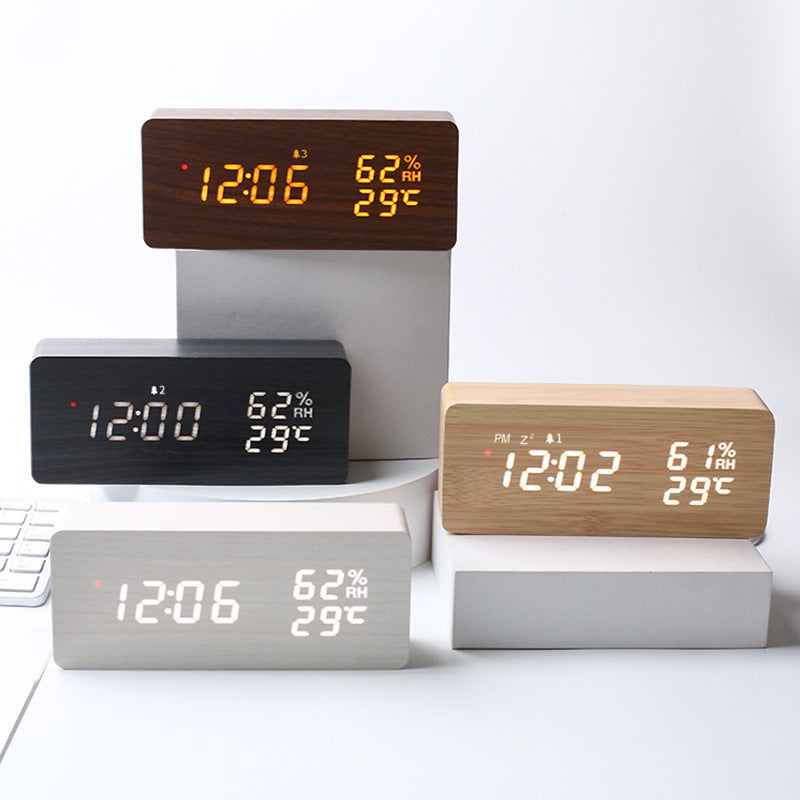 Đồng hồ vô tuyến thông minh Nhật Bản Đồng hồ vô tuyến gỗ LED Đồng hồ vô tuyến Đức Đồng hồ báo thức v