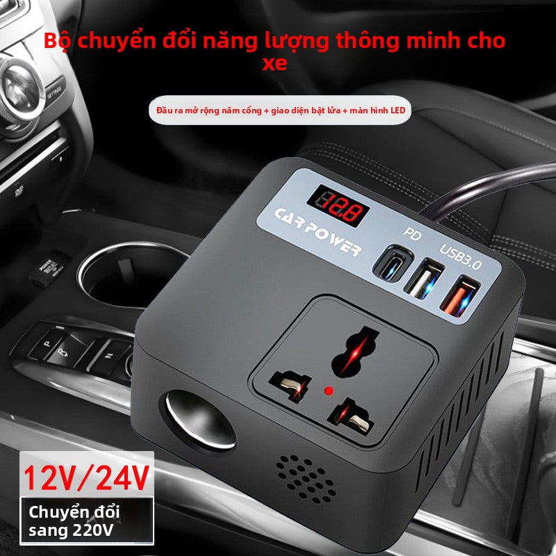 biến tần ô tô Mẫu mới 12V đến 220V xe n Rubik 's Cube pin kẹp điện thoại di động sạc nhanh 24V tiêu chuẩn q