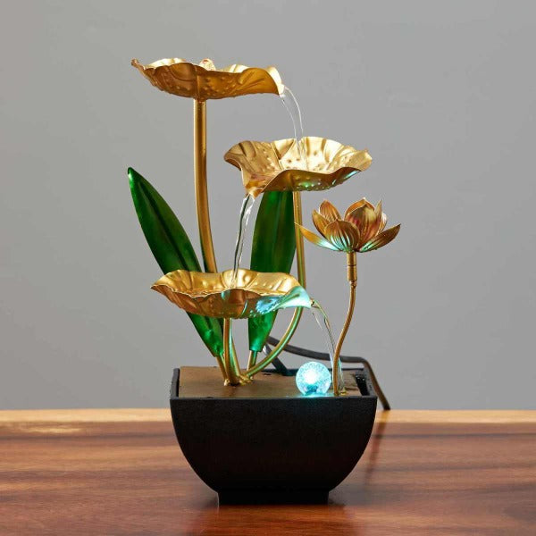 Thác nước Trang trí nước chảy lá sen nhỏ may mắn phong thủy máy tạo độ ẩm văn phòng máy tính để bàn giải nén t