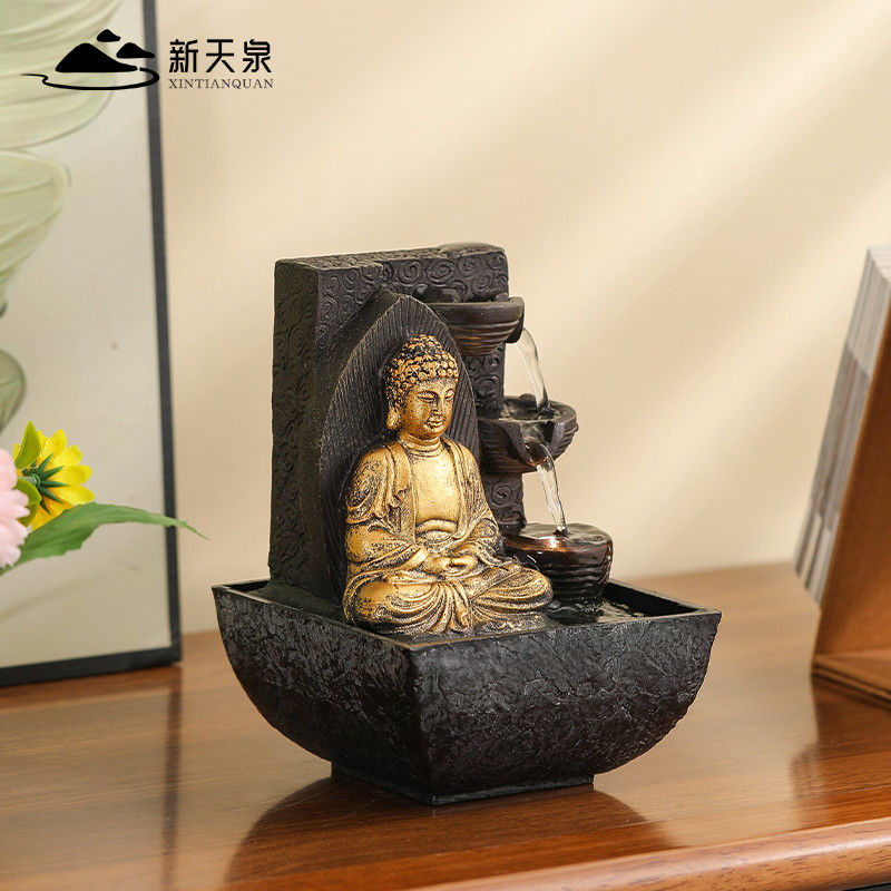 Thác nước Kiếm tiền chảy nước trang trí tuần hoàn nước sinh tiền phòng khách tủ TV bàn đài phun nước trang trí