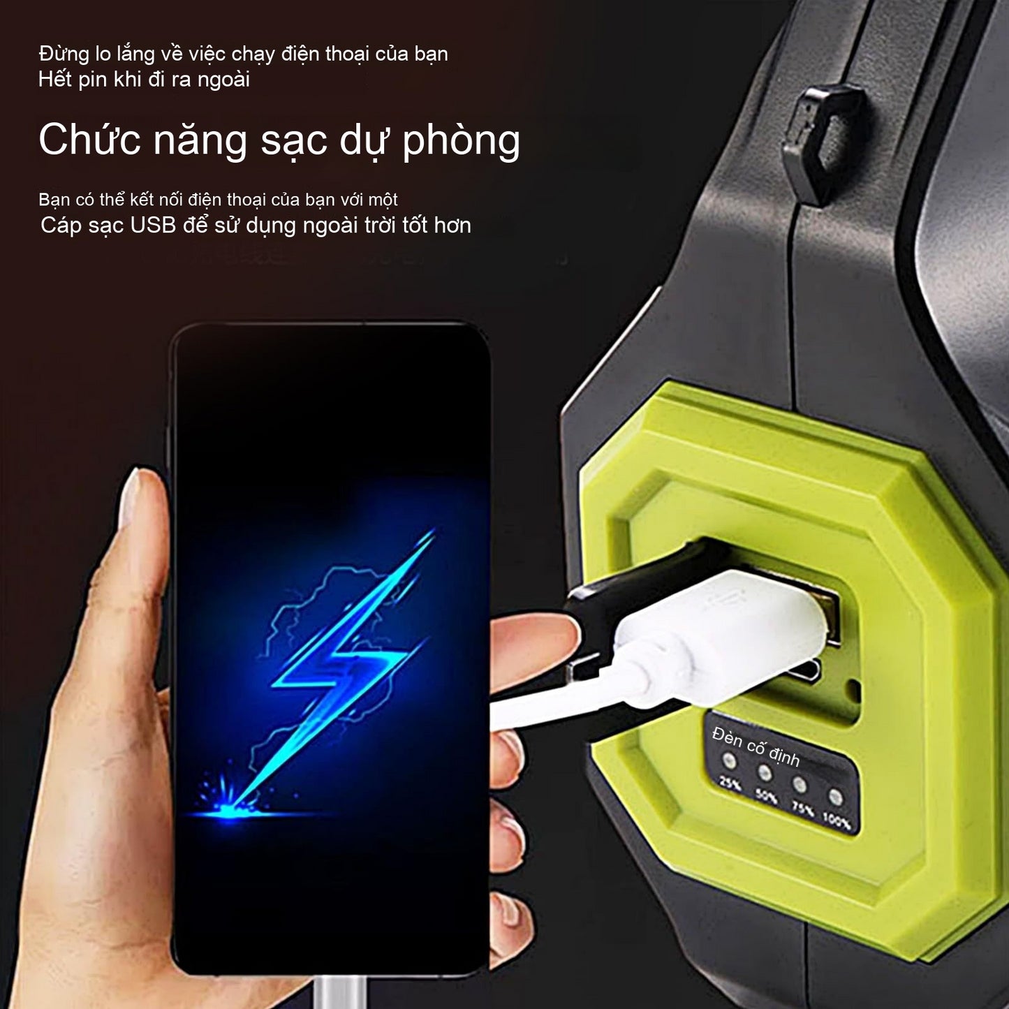 Đèn pin USB năng lượng mặt trời phiêu lưu ngoài trời sạc đèn xách tay đèn pha đa chức năng đèn báo