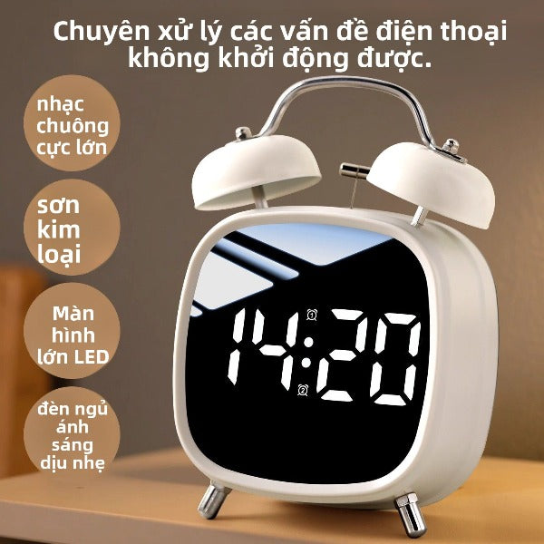 Đồng hồ chuông kim loại TIMESS Học sinh thức dậy màn hình LED âm lượng cực lớn HD hai bộ đồng hồ báo thức dà