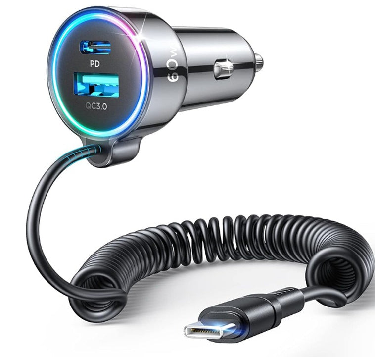 Sạc tẩu xe 90W sạc nhanh 3 trong 1 với dây sạc xe ô tô chung đèn khí quyển điện thoại di động sạ
