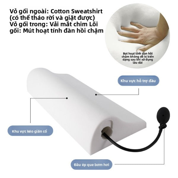 Gối cột sống cổ kéo gối bông tinh khiết cho người già nén nóng bơm hơi đa chức năng bộ nhớ bông gối lõi gối cổ