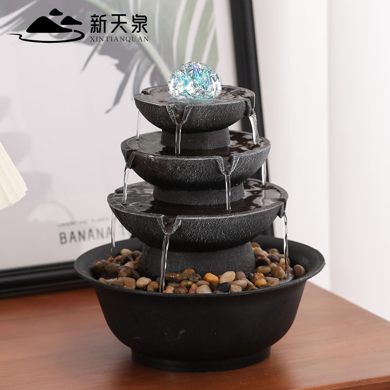 Thác nước thần tài phong thủy cầu chiêu tài phong thủy bánh xe tuần hoàn nước mở cửa