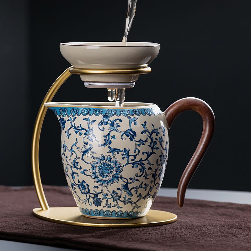 Bộ pha trà xanh trắng lười biếng pha trà bộ đồ cao cấp cốc công bằng trà rò rỉ một trong một tách trà sán