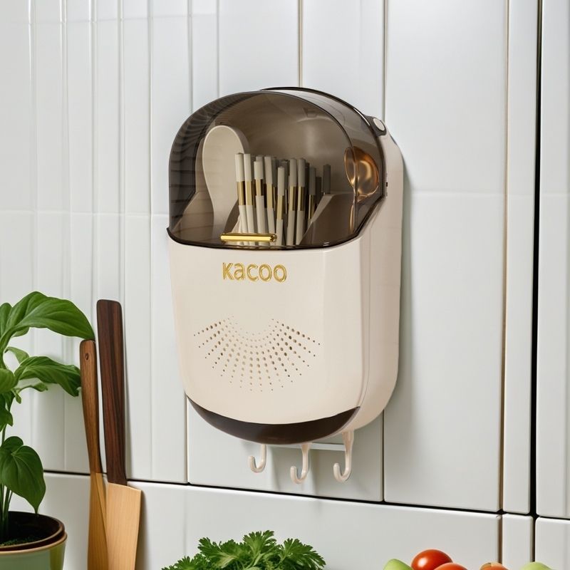 Hộp lưu trữ đũa mới cao cấp treo tường gia đình hộp đũa nhà bếp nhanh thìa kệ đũa giỏ đũa lồng