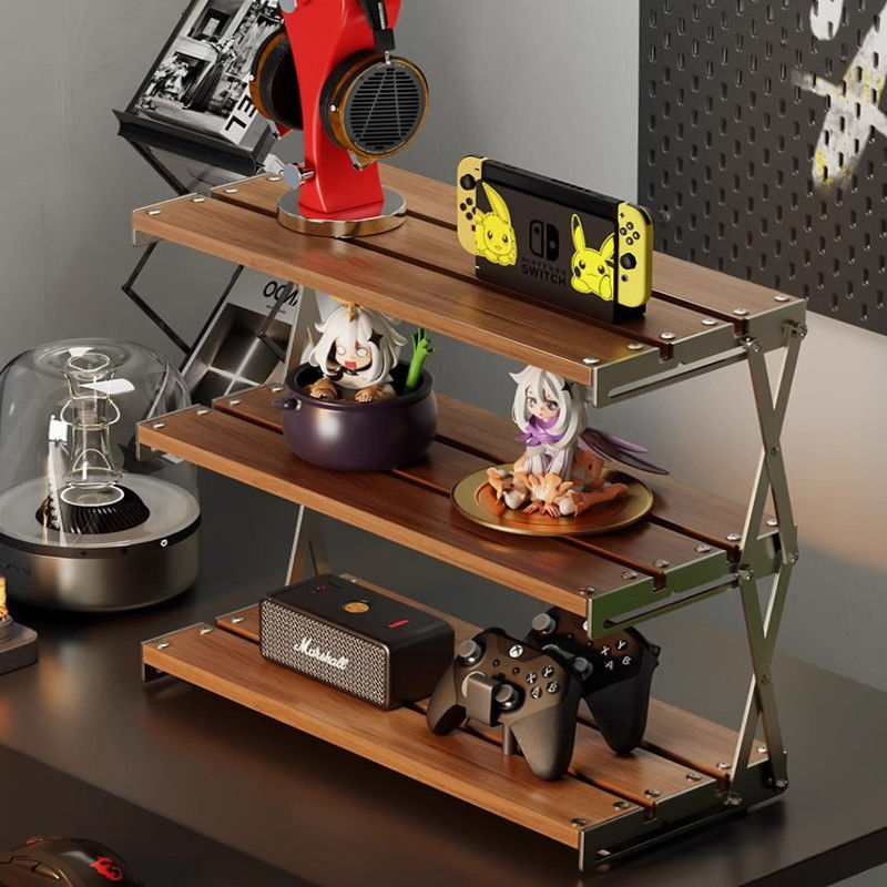 Bàn máy tính có thể gập lại bàn ba tầng giá đỡ bàn nhỏ di động sắp xếp kệ lưu trữ đa chức năng trong