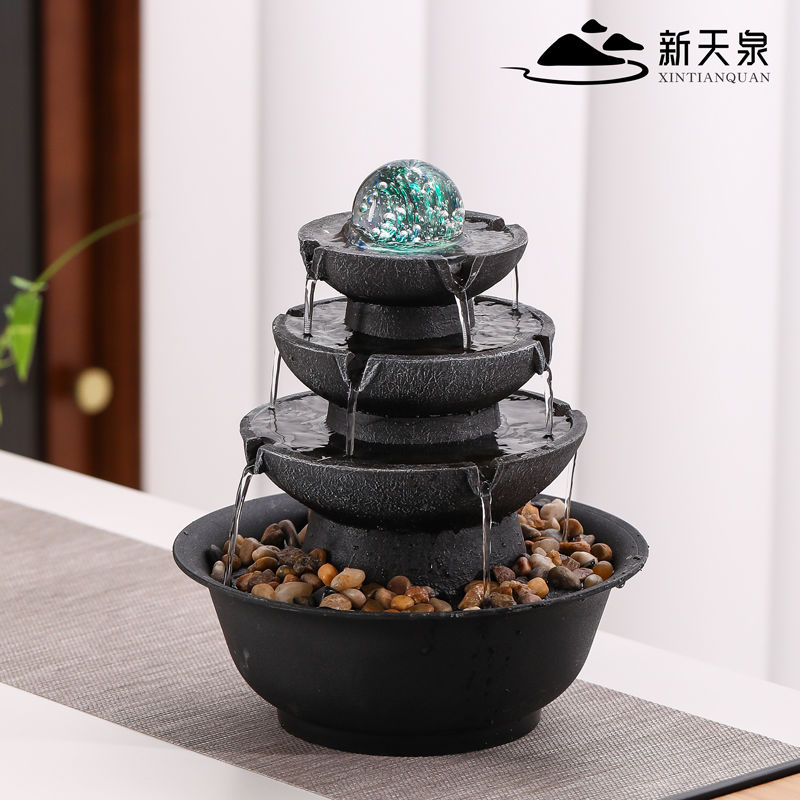 Thác nước thần tài phong thủy cầu chiêu tài phong thủy bánh xe tuần hoàn nước mở cửa