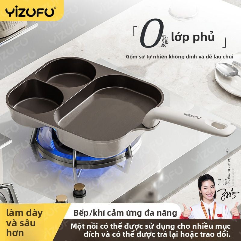Chảo ăn sáng titan đa chức năng gia đình trứng hamburger đáy phẳng không dính nồi chiên trứng cổ v