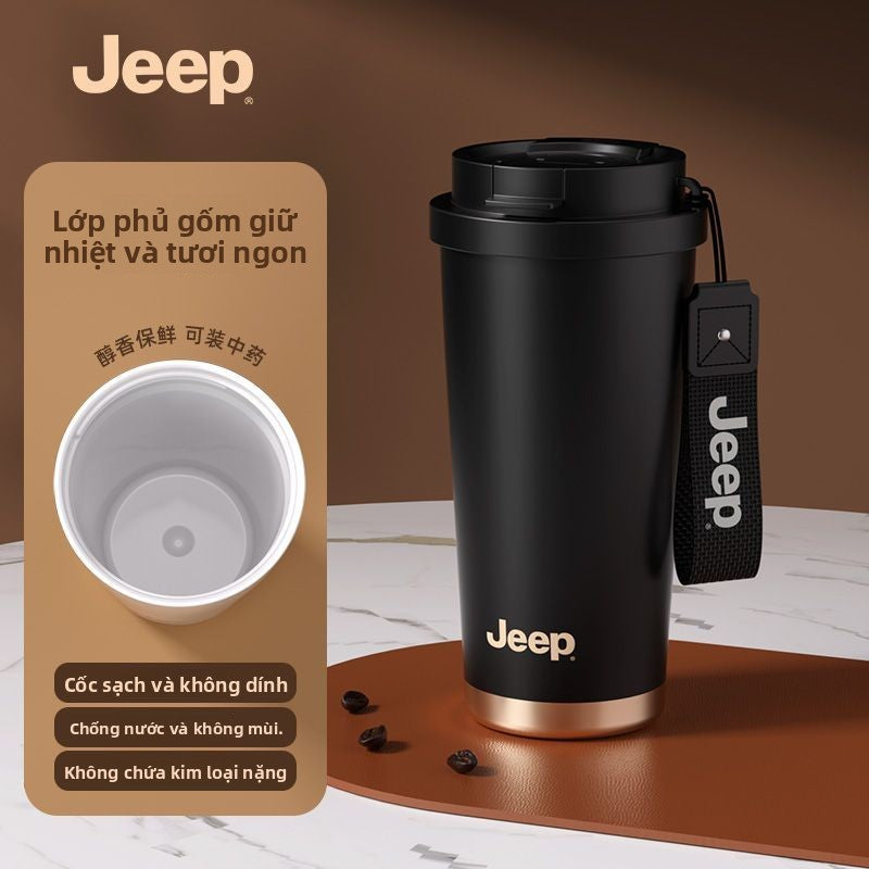 Cốc giữ nhiệt JEEP cốc cà phê mật bên trong bằng gốm nhân viên văn phòng nữ giá trị màu sắc cao đi k