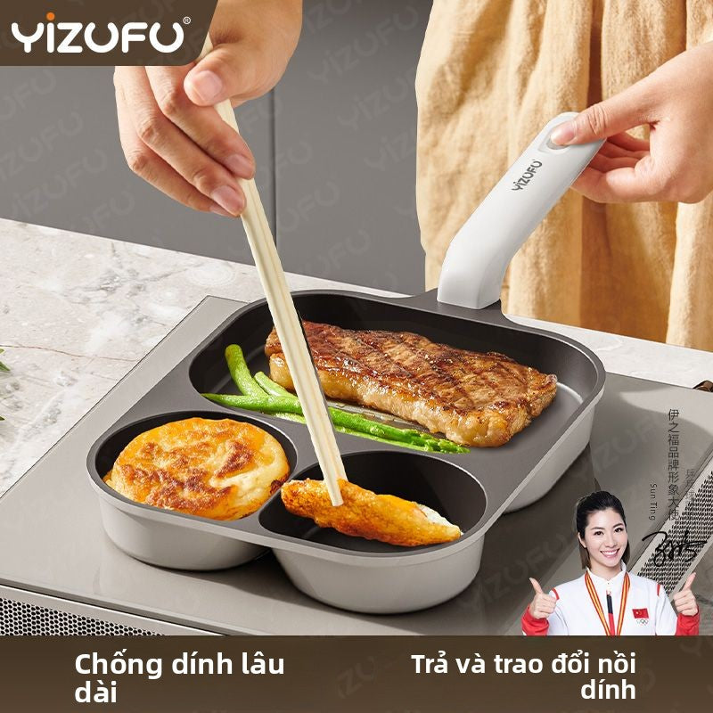 Chảo ăn sáng titan đa chức năng gia đình trứng hamburger đáy phẳng không dính nồi chiên trứng cổ v