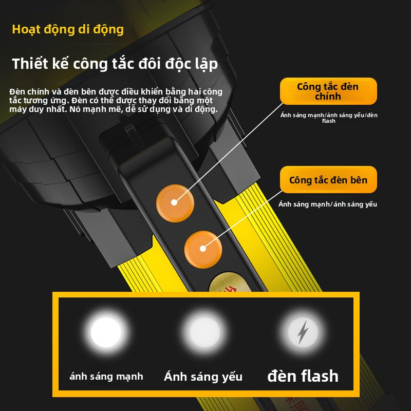 Đèn xách tay khẩn cấp Little Savage Đèn pin sạc nhiều chức năng USB Đèn làm việc COB Đèn tìm kiếm án