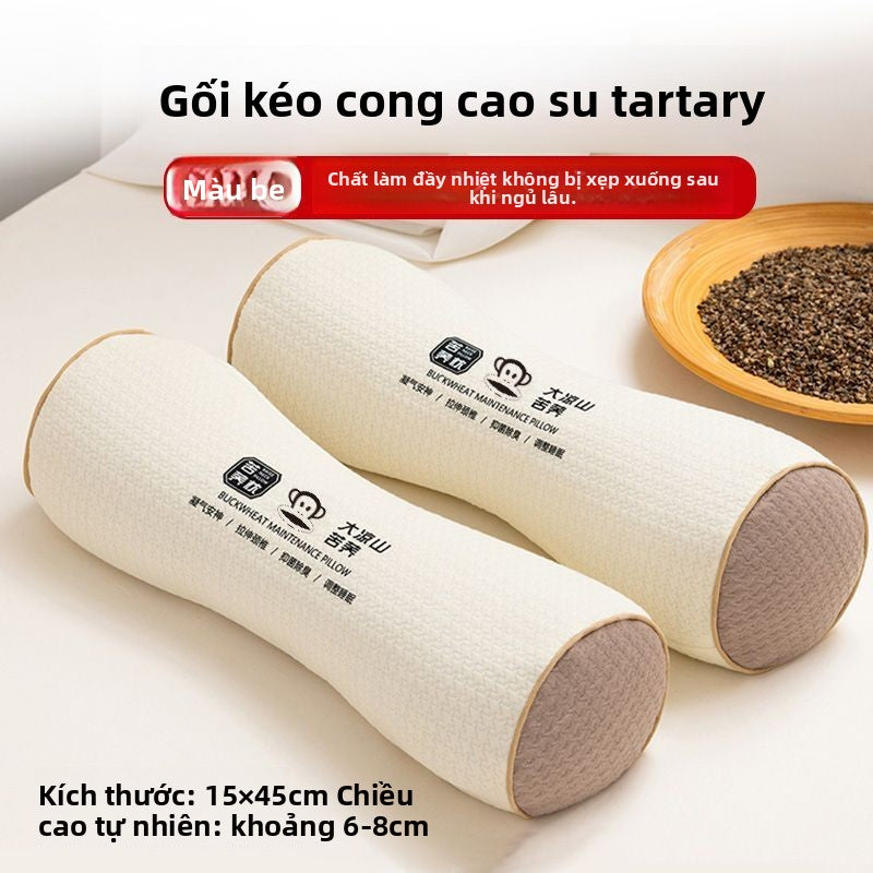 Bộ đôi gối vỏ da kiều mạch chống cung thẳng gối bảo vệ cột sống cổ tử cung hỗ trợ ngủ gối chuyên dụng l