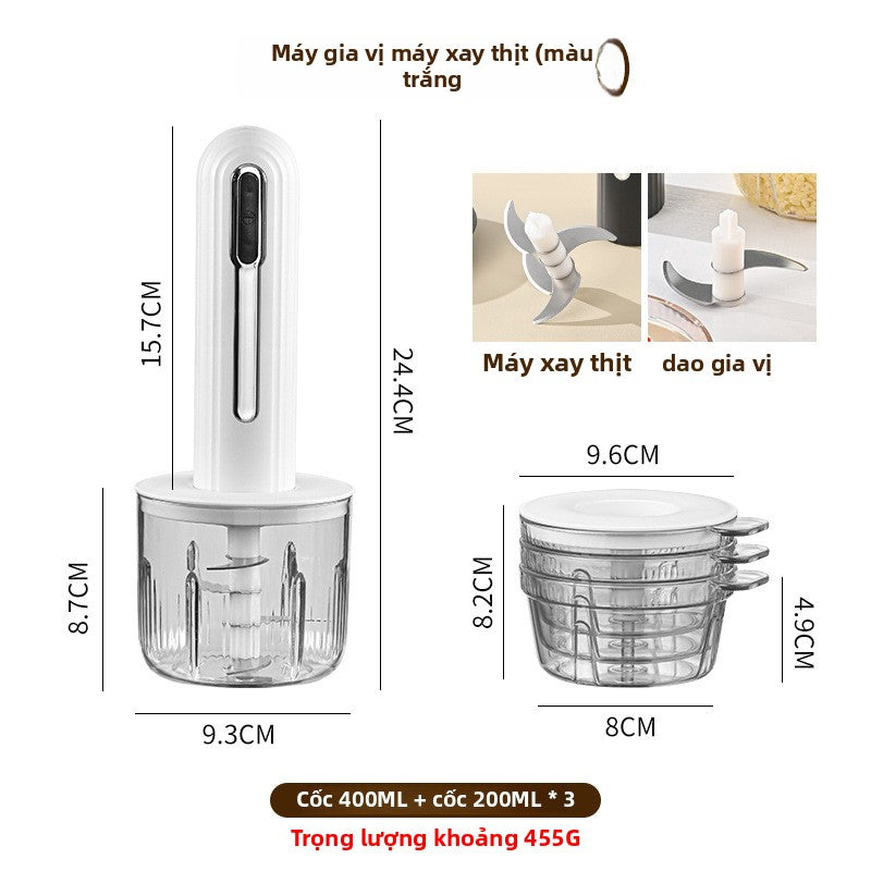 Máy xay thịt điện không dây gia đình Máy nấu ăn đa chức năng nhà bếp Máy xay tỏi Máy xay thịt nhỏ Má