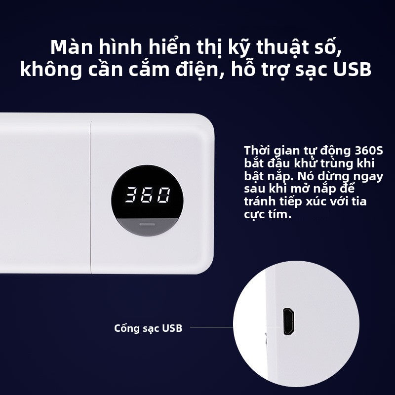 Hộp bàn chải đánh răng khử trùng usb sạc thông minh kỹ thuật số hiển thị tia cực tím