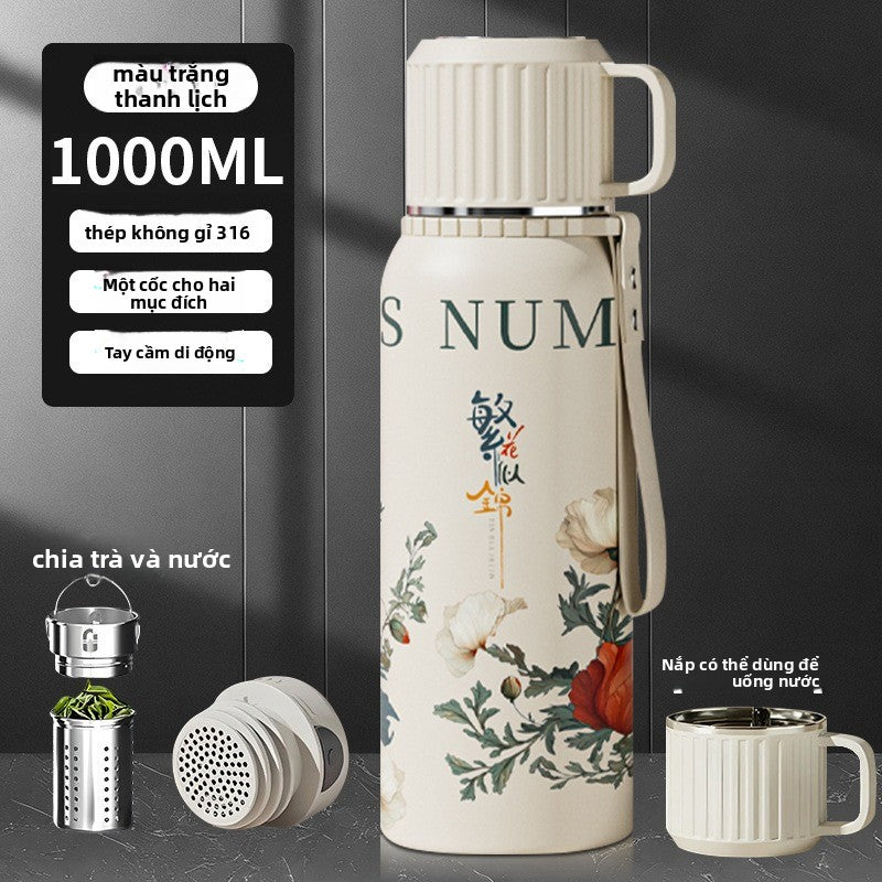 Cốc giữ nhiệt 316 thép không gỉ giữ nhiệt cốc giữ nhiệt công suất lớn mới Trung Quốc phong cách ngột ngạt pha trà