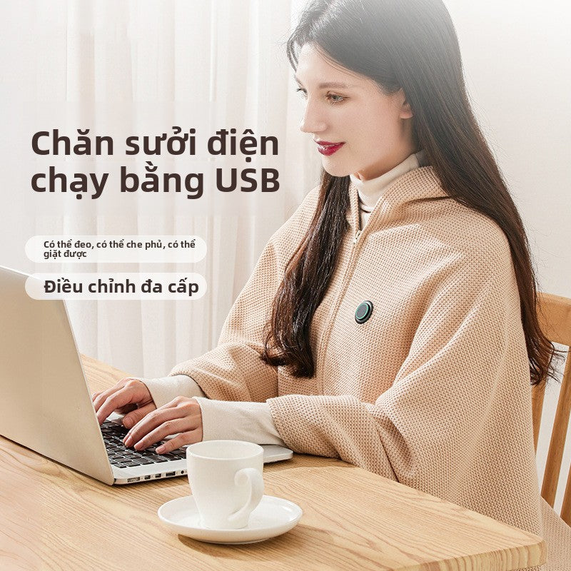 Chăn điện chăn áo choàng một người nhà sưởi ấm chăn ngủ trưa sưởi ấm khăn choàng chăn graphene nệm đi
