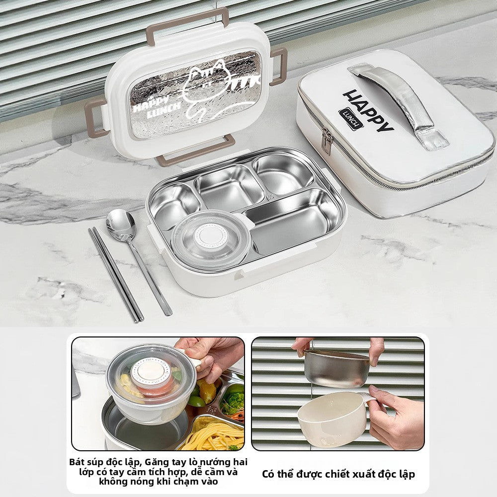 Hộp cơm giữ nhiệt bằng thép không gỉ 316L nhân viên văn phòng có thể lò vi sóng làm nóng hộp cơm trư