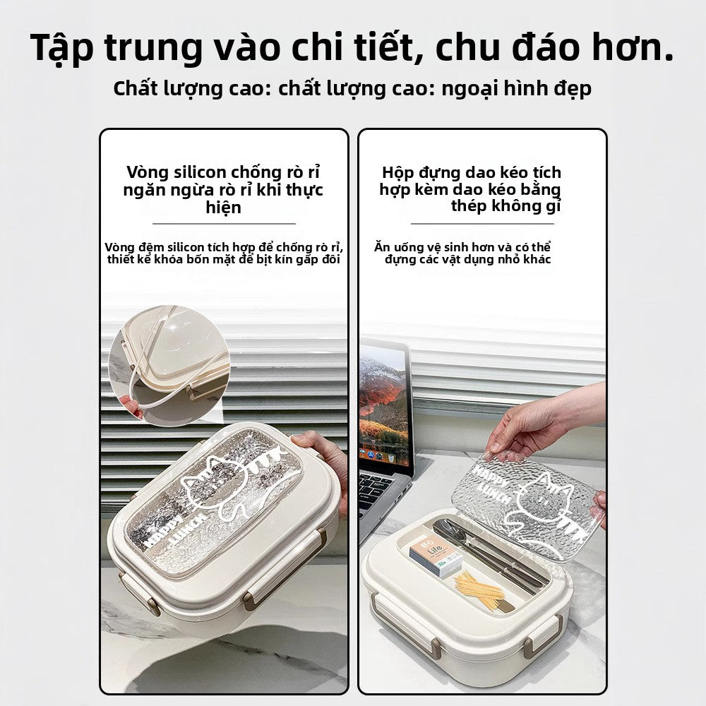 Hộp cơm giữ nhiệt bằng thép không gỉ 316L nhân viên văn phòng có thể lò vi sóng làm nóng hộp cơm trư