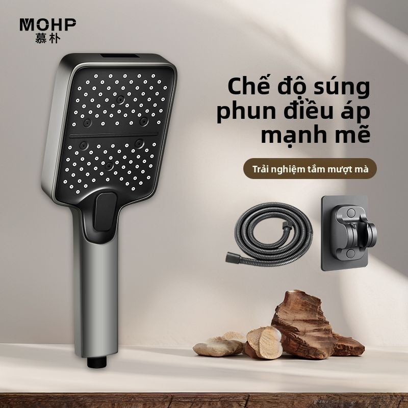 Đầu phun hoa tăng áp Mupu bảng điều khiển lớn vuông với súng phun đầu vòi hoa sen gia đình ký túc xá