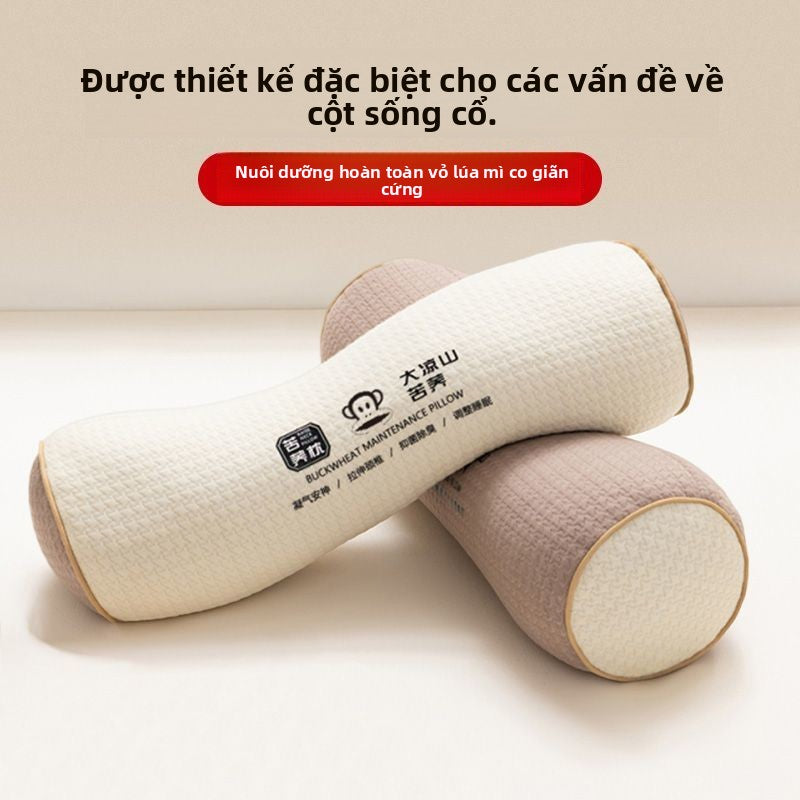 Bộ đôi gối vỏ da kiều mạch chống cung thẳng gối bảo vệ cột sống cổ tử cung hỗ trợ ngủ gối chuyên dụng l