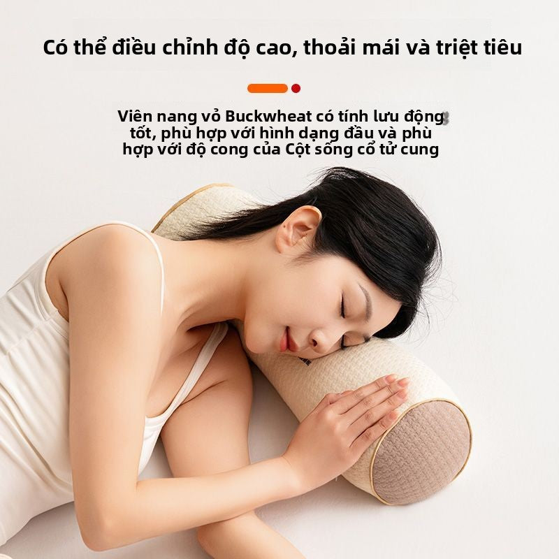 Bộ đôi gối vỏ da kiều mạch chống cung thẳng gối bảo vệ cột sống cổ tử cung hỗ trợ ngủ gối chuyên dụng l