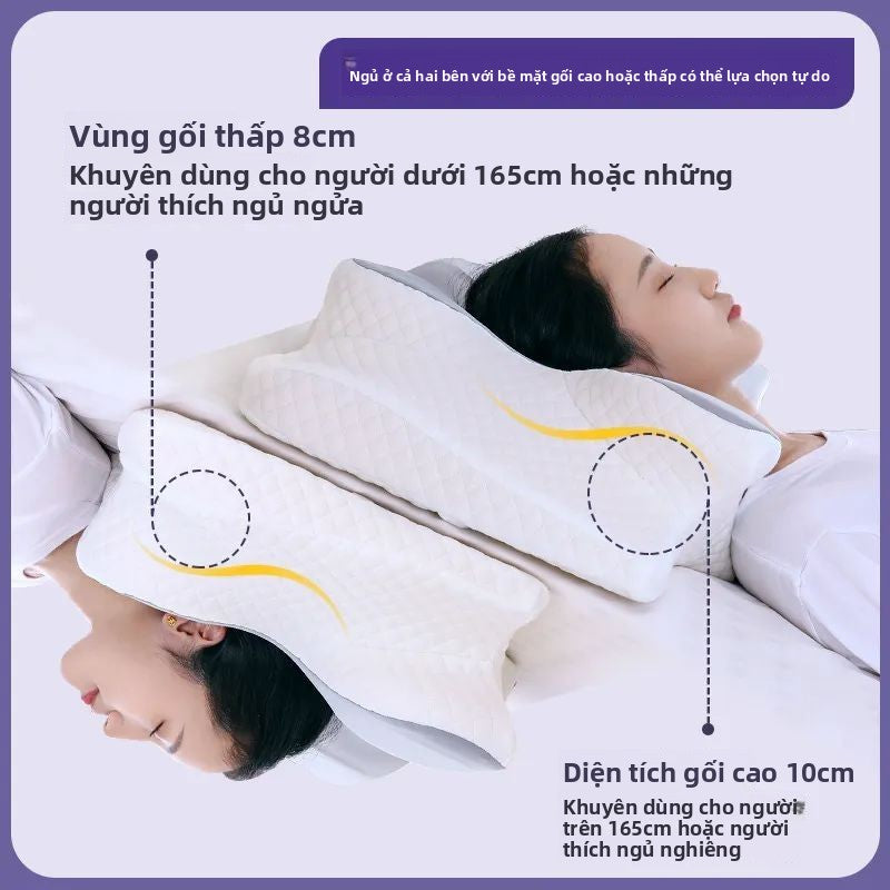 Gối bảo vệ cột sống cổ  giúp ngủ chậm phục hồi kéo gối nhớ gối bông gối bướm công thái học đa