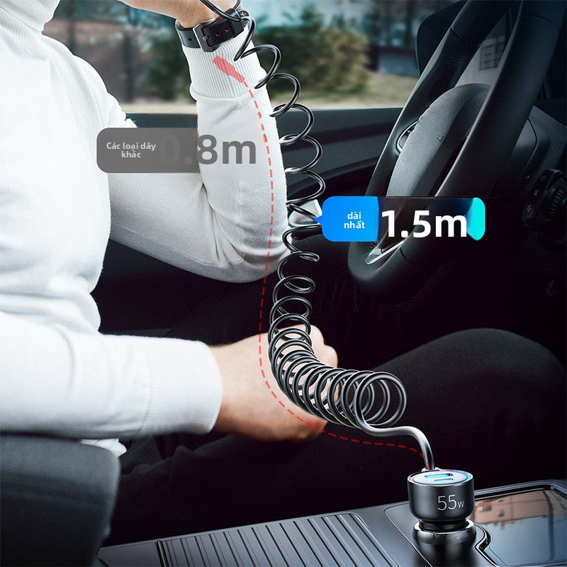 Sạc tẩu xe 90W sạc nhanh 3 trong 1 với dây sạc xe ô tô chung đèn khí quyển điện thoại di động sạ