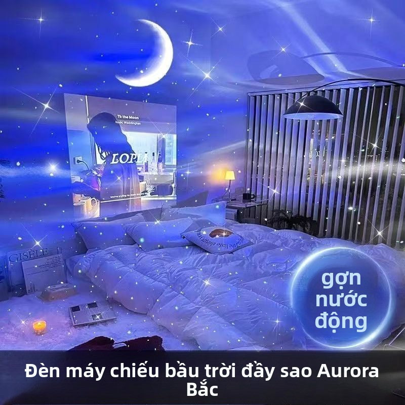 Đèn trang trí Màu đỏ ròng cùng loại đèn chiếu sao cực quang Bắc Cực quang phòng ngủ lãng mạn đầy sao quà tặng lễ h
