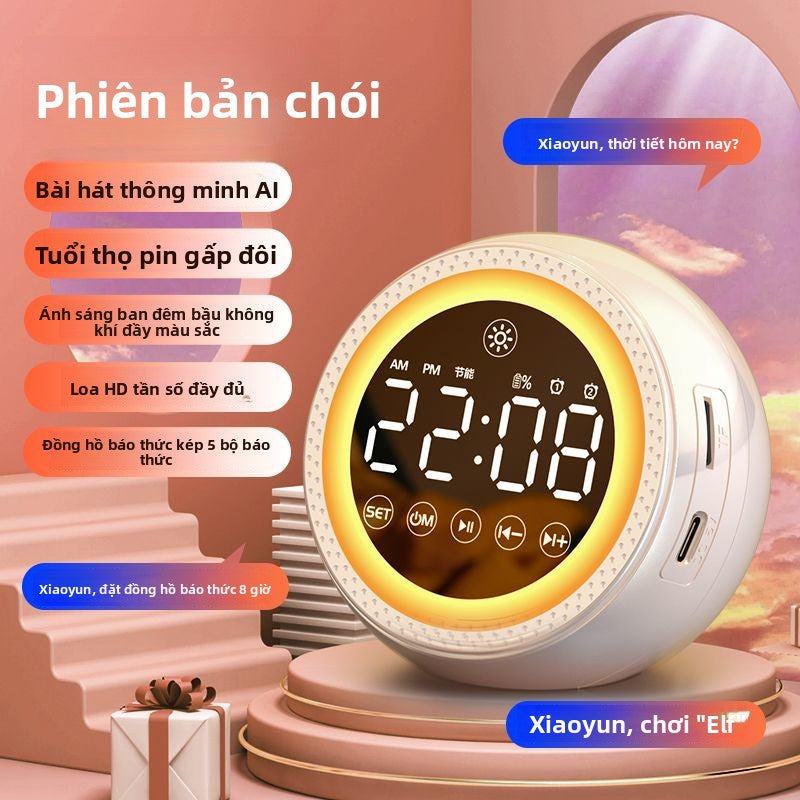 đồng hồ báo thức  kèm loa bluetooth Đa chức năng AI thông minh thoại đồng hồ báo thức loa bluetooth dành riêng cho sinh viên loa siêu tr