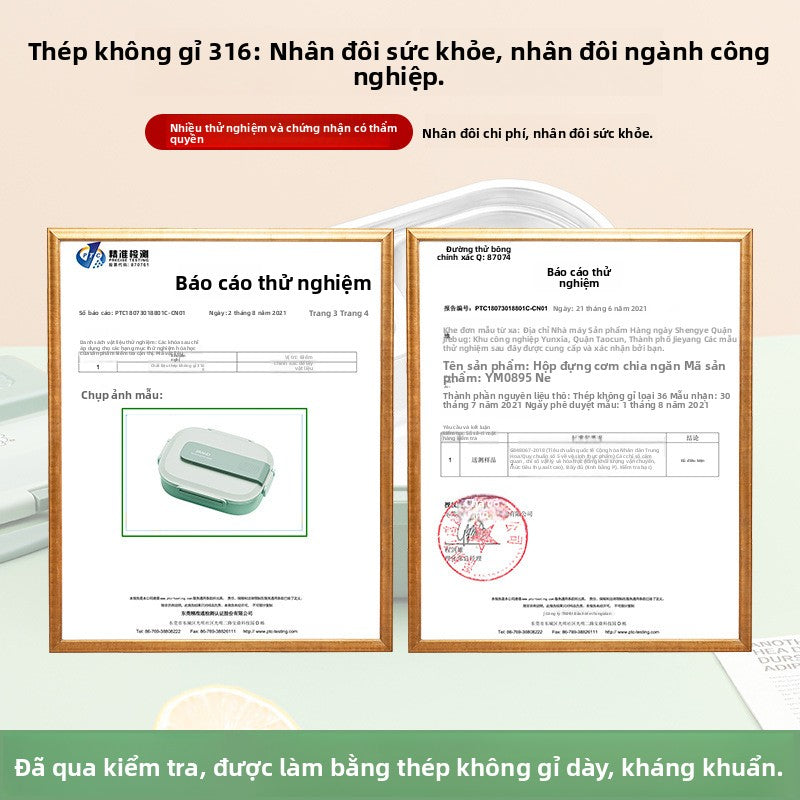 Hộp cơm giữ nhiệt bằng thép không gỉ 316 Bộ hộp cơm cho nhân viên văn phòng