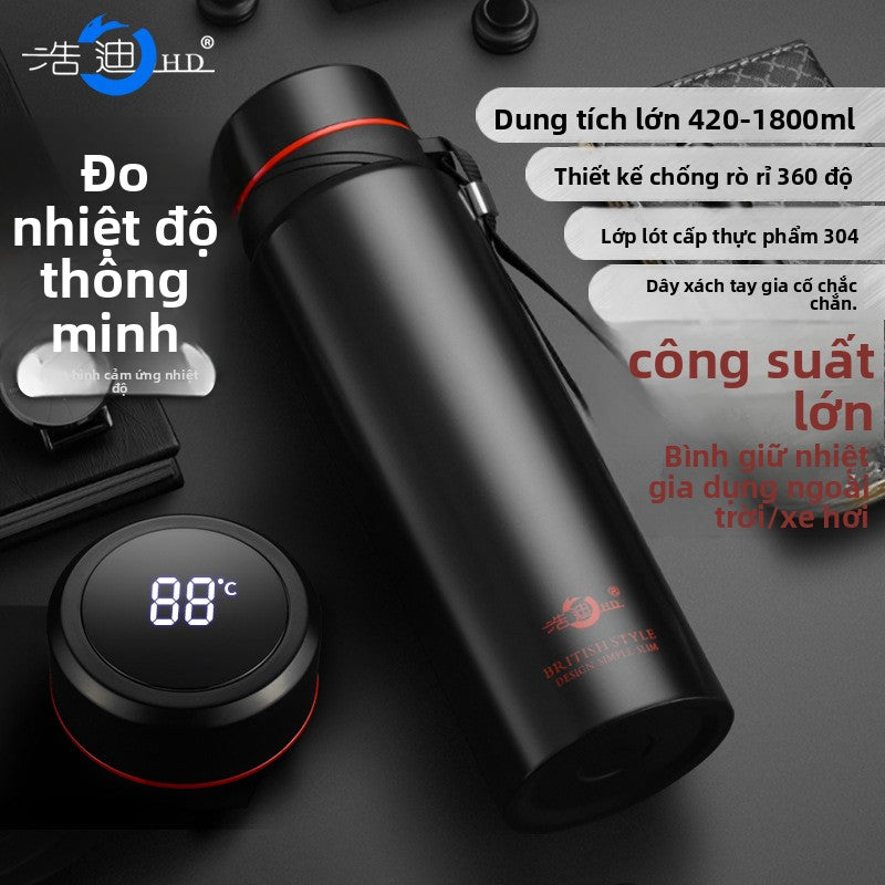 Bình giữ nhiệt thông minh công suất lớn 304 thép không gỉ kinh doanh giữ nhiệt cốc treo cốc trà đơn giản di đ