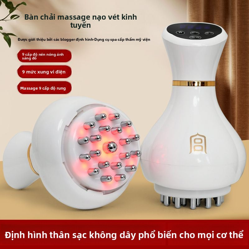 Bàn chải kinh tuyến điện đa chức năng Gong Shi, dụng cụ massage bụng, nạo vét bạch huyết, cạo lưng,