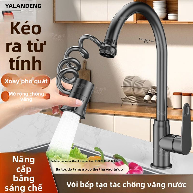 Bộ mở rộng vòi nước nhà bếp Yalanden có thể thu vào kéo bên ngoài mở rộng mở rộng khớp nối vạn năng