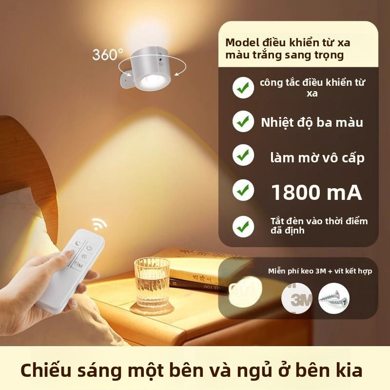 Đèn chiếu sáng sạc mới miễn phí dây miễn phí đục lỗ đèn led gia đình không dây tường nền điều khiển