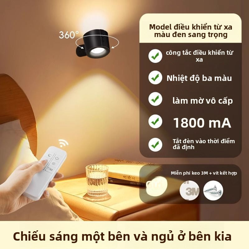 Đèn chiếu sáng sạc mới miễn phí dây miễn phí đục lỗ đèn led gia đình không dây tường nền điều khiển