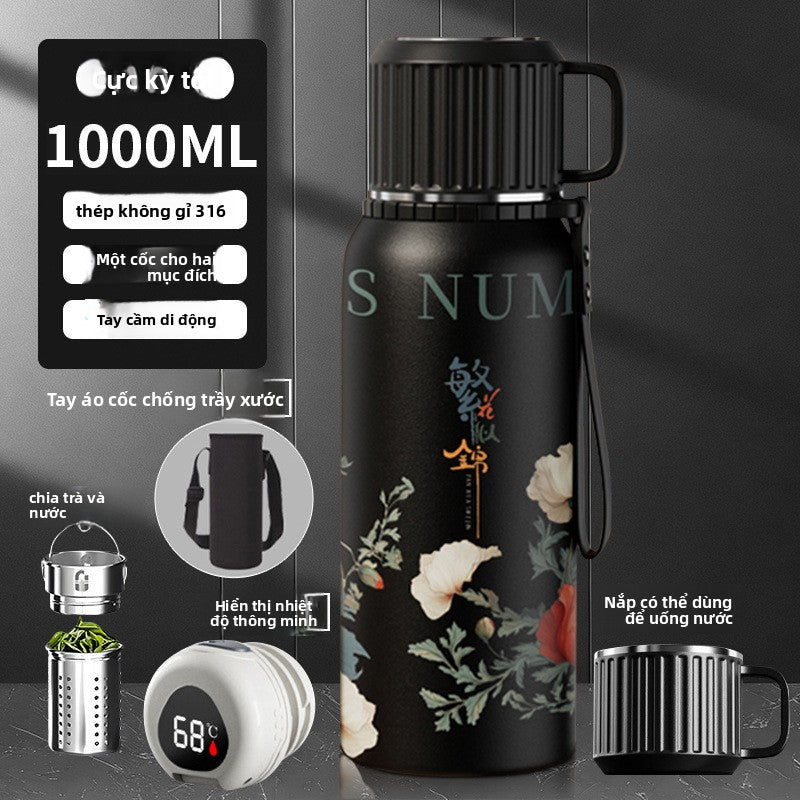 Cốc giữ nhiệt 316 thép không gỉ giữ nhiệt cốc giữ nhiệt công suất lớn mới Trung Quốc phong cách ngột ngạt pha trà