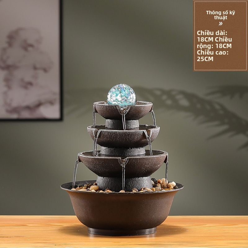 Thác nước thần tài phong thủy cầu chiêu tài phong thủy bánh xe tuần hoàn nước mở cửa