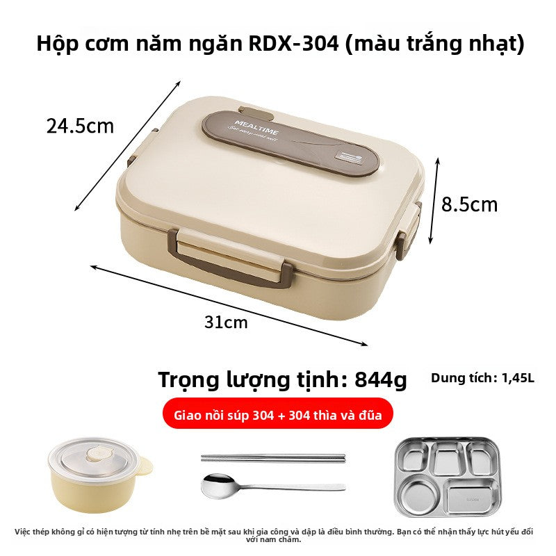 Hộp cơm bằng thép không gỉ 316 Hộp cơm giữ nhiệt 304 Hộp cơm đa lưới di động cho nhân viên văn phòng