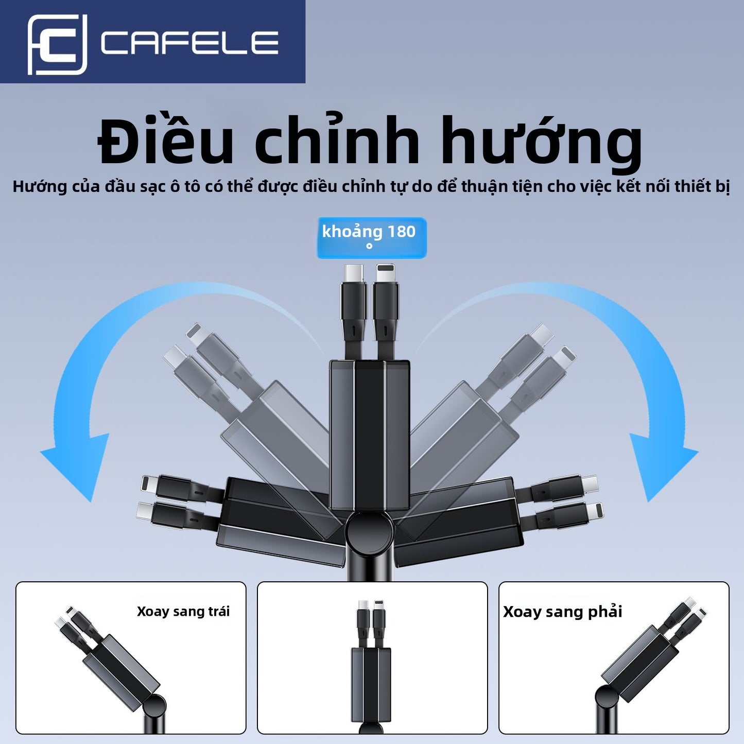 sạc xe tẩu ô tô Carfera 240W siêu nhanh sạc xe cổng tẩu một kéo bốn áp dụng cho Apple Huawei Xiaom