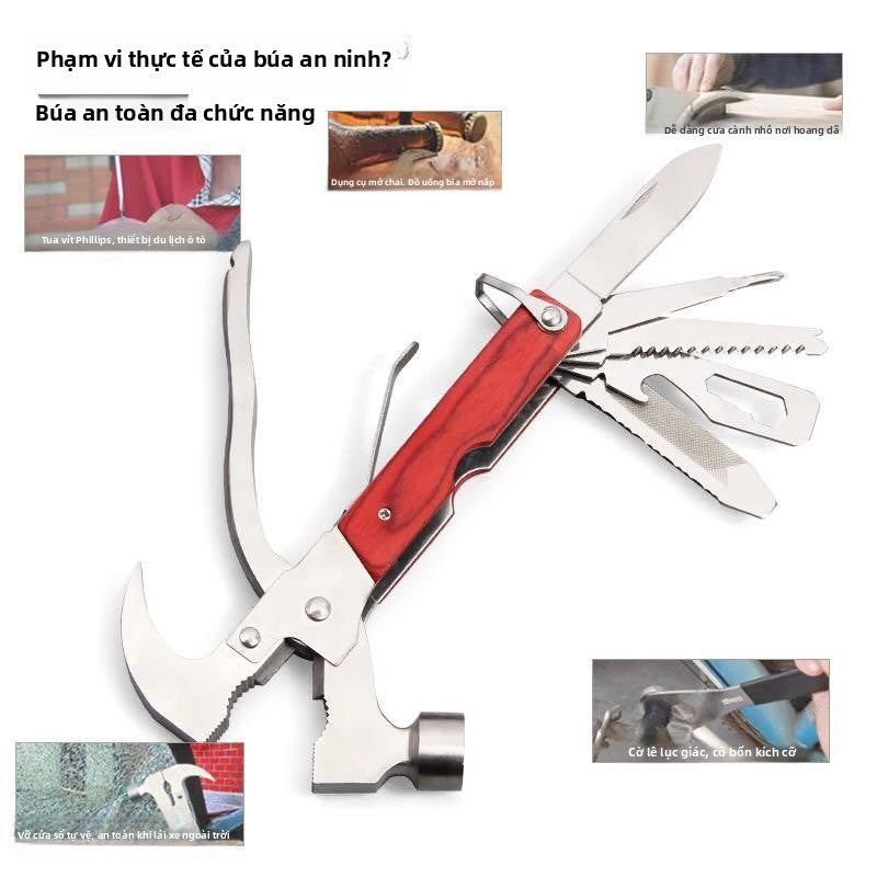 búa phá cửa sổ an toàn búa sản phẩm ngoài trời công cụ đa chức năng kết hợp dao kẹp gấp rì
